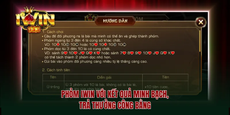 Phỏm iwin với kết quả minh bạch, trả thưởng công bằng